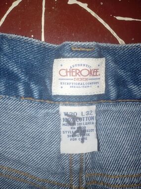 Cherokee Men’s Relaxed Jeans Blue with Tan Stitching